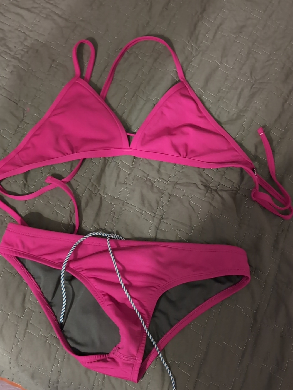 Jolyn Clothing Hot Pink Triangle Bikini Set